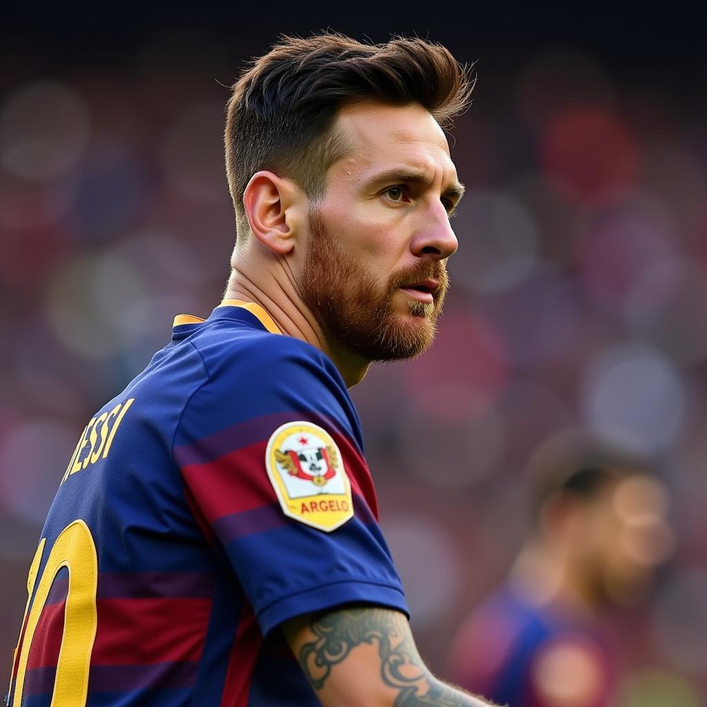 Messi với kiểu tóc ngắn đơn giản