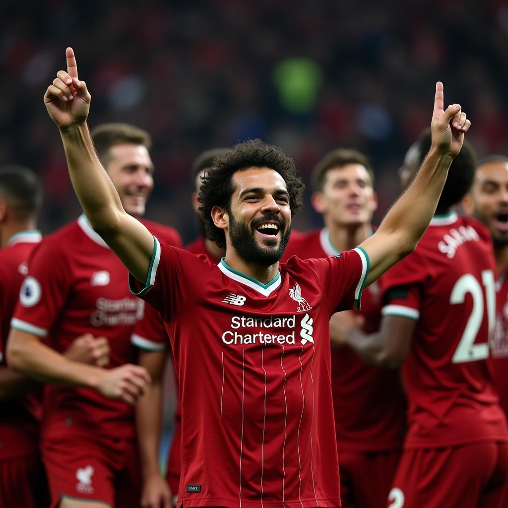 Mohamed Salah ăn mừng bàn thắng