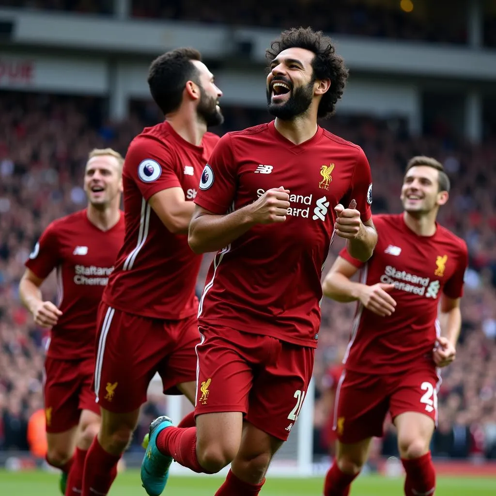 Mohamed Salah ăn mừng bàn thắng