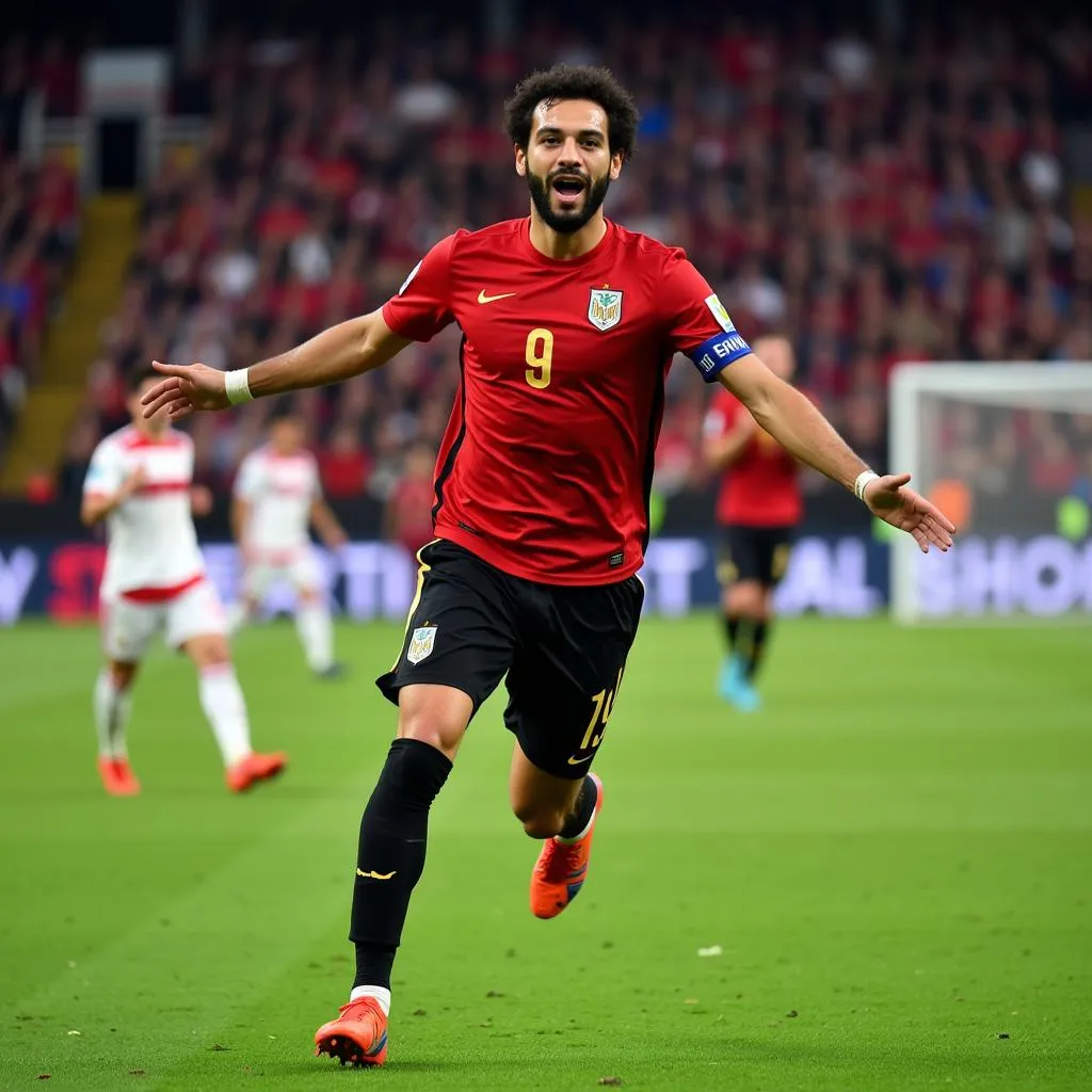 Mohamed Salah ăn mừng bàn thắng