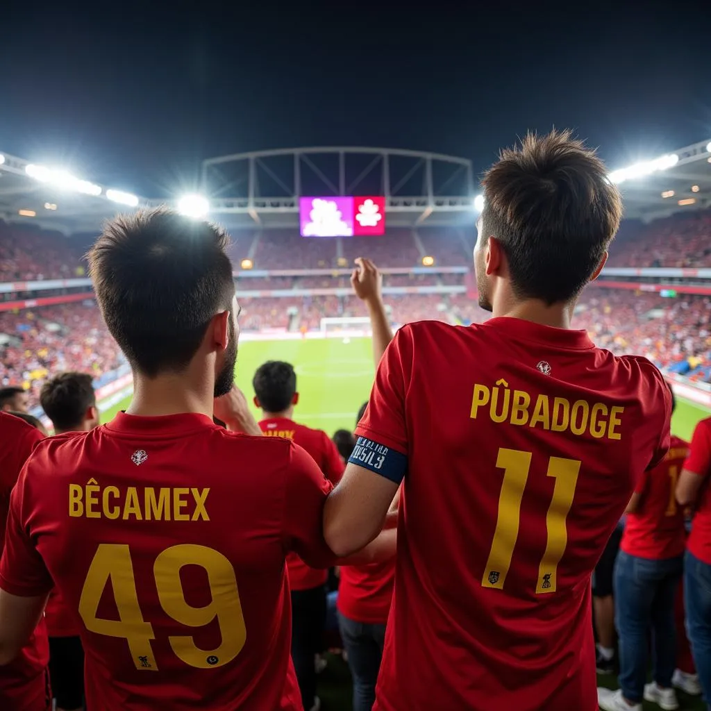 Becamex Bình Dương fans cheering in the stadium