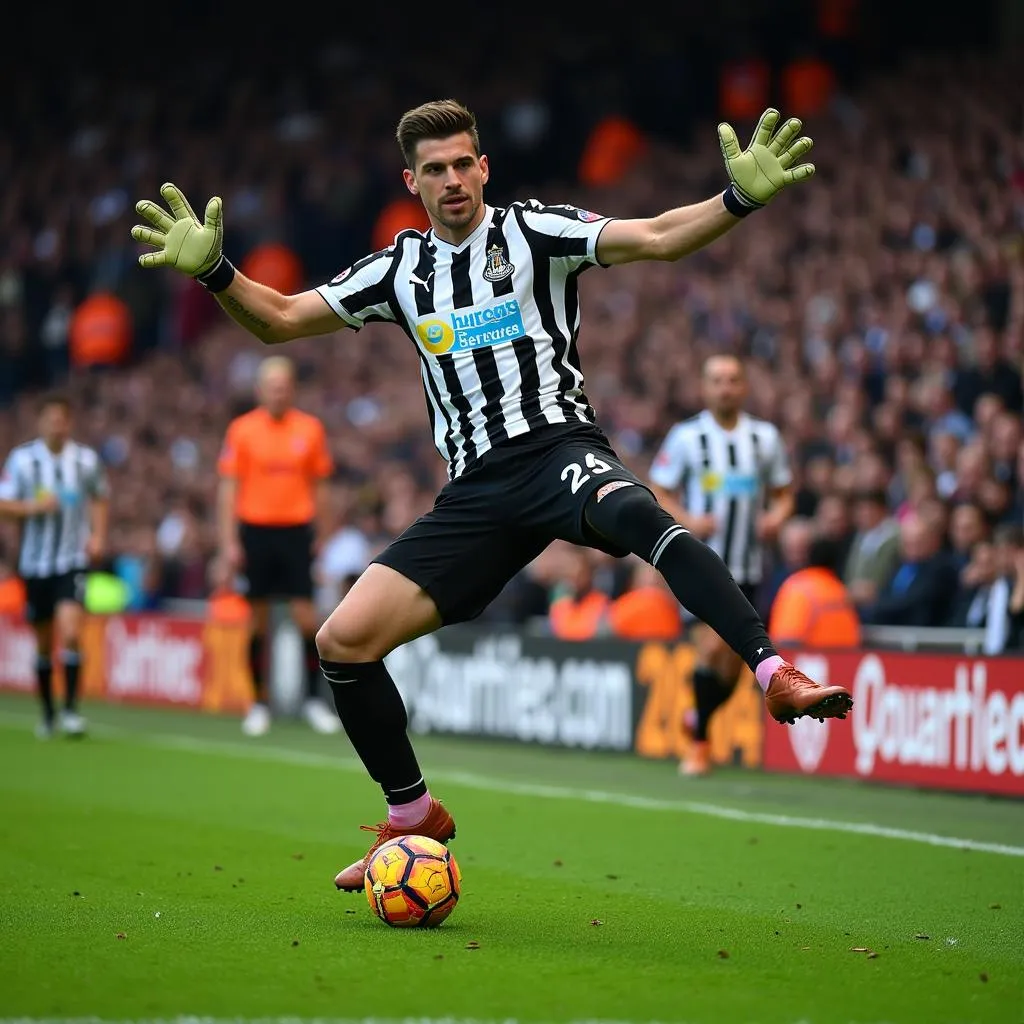 Nick Pope cản phá cú sút nguy hiểm trong màu áo Newcastle