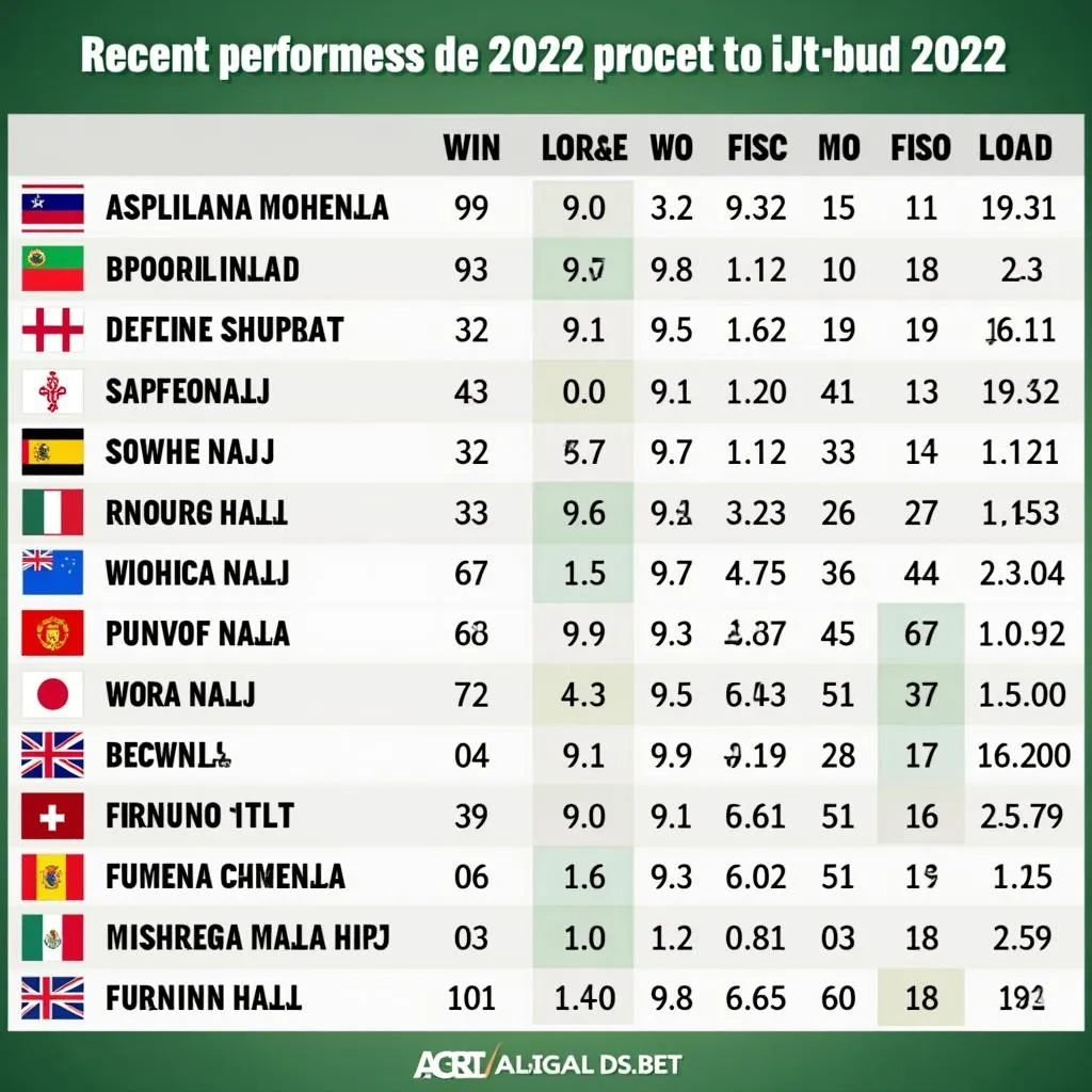 Phong độ thi đấu của các đội tuyển World Cup 2022