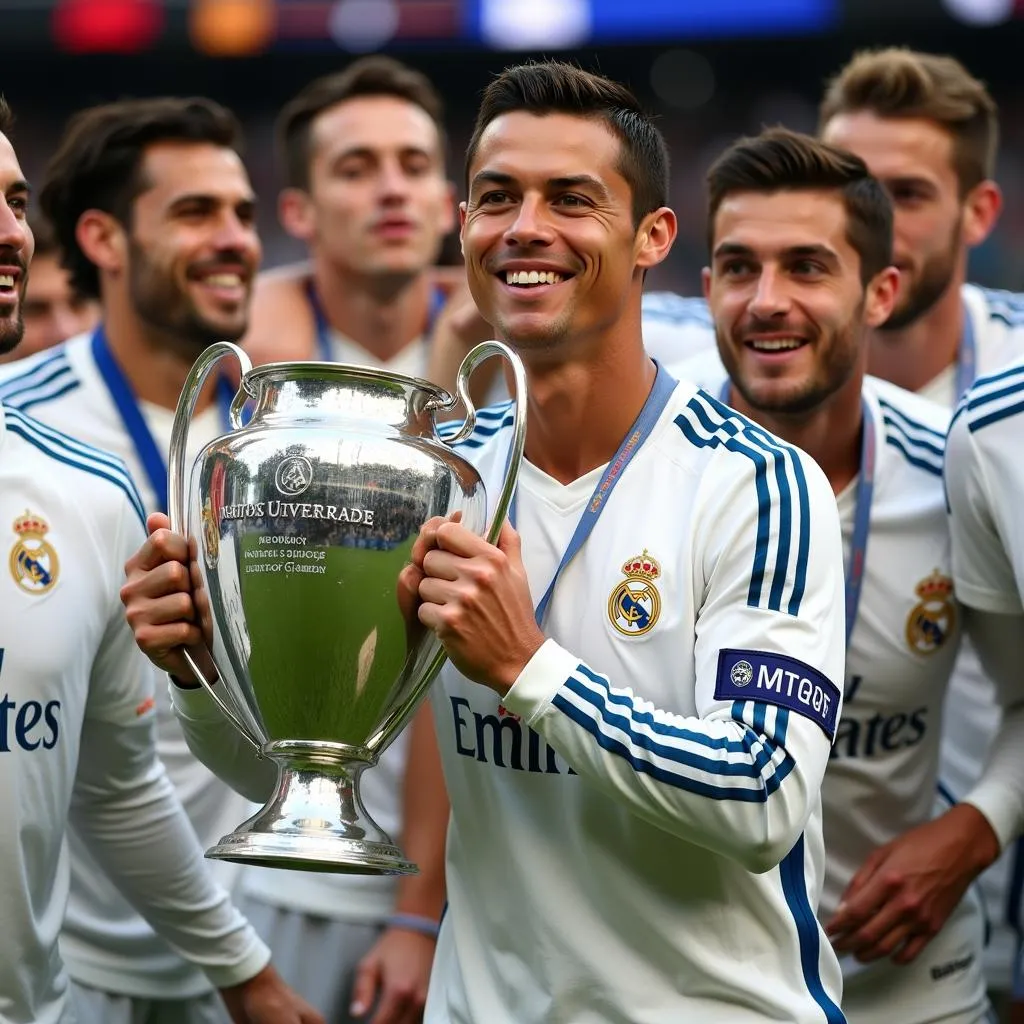 Ronaldo ăn mừng chức vô địch Champions League