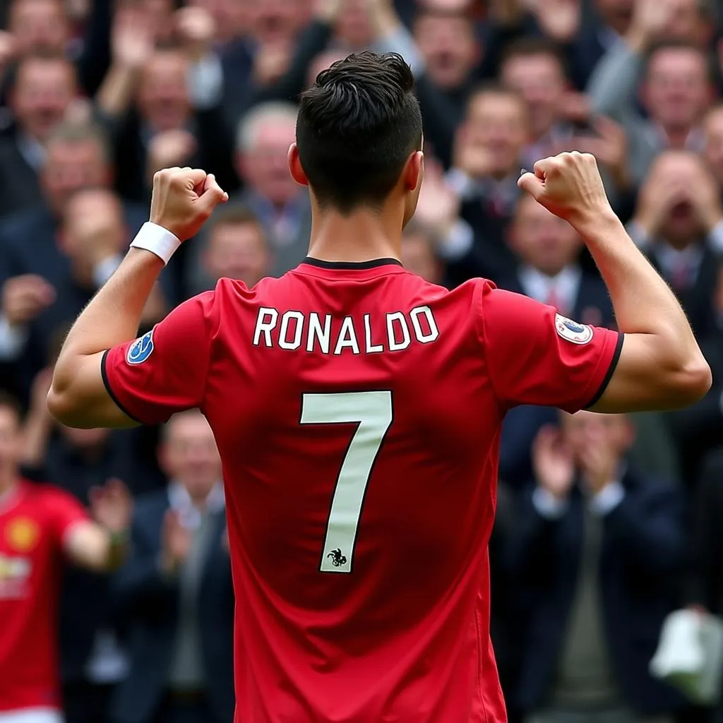 Cristiano Ronaldo trong màu áo Manchester United