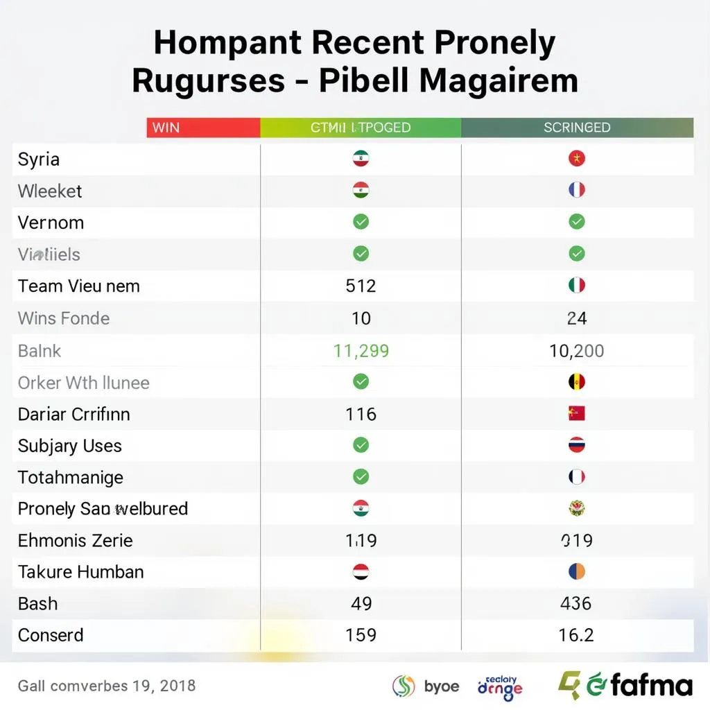 Biểu đồ so sánh phong độ Việt Nam - Syria