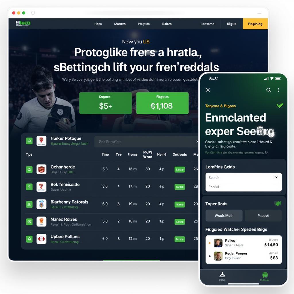 Website interface for live football betting tips