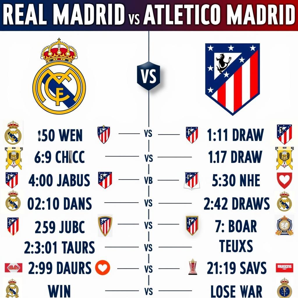 Lịch sử đối đầu Real Madrid vs Atletico Madrid