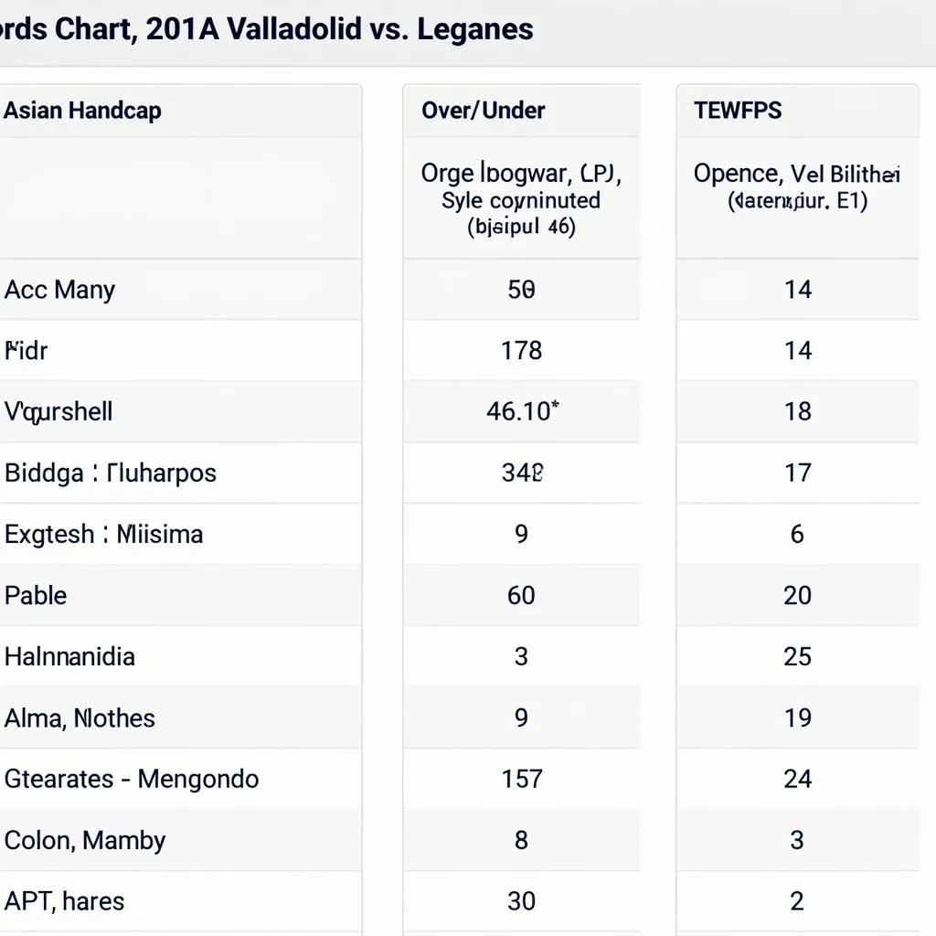 Biểu đồ phân tích kèo Valladolid vs Leganes