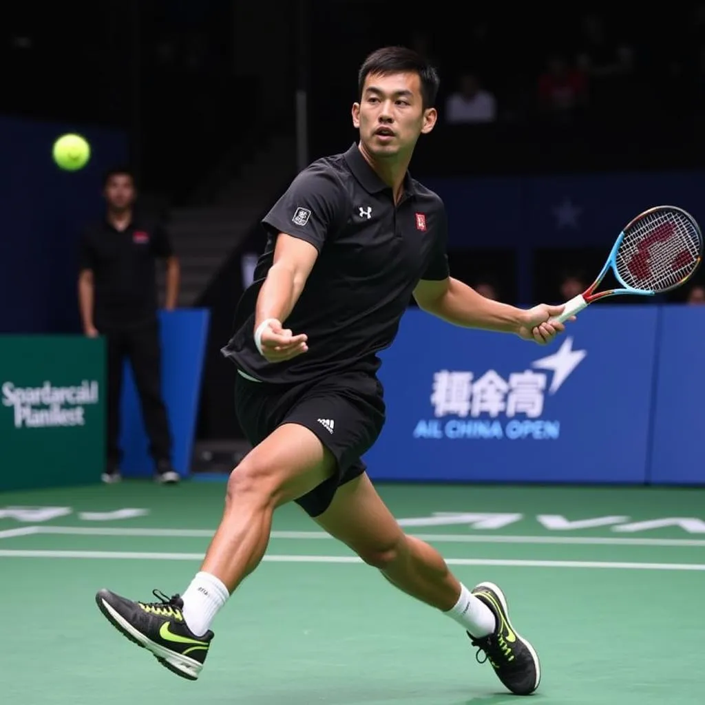 Tay vợt B thực hiện cú phản đòn tại China Open 2019