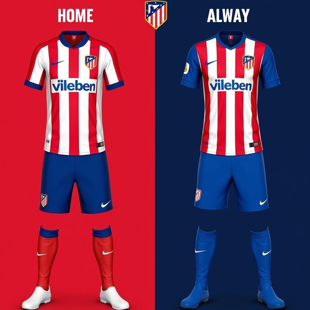 Thiết kế áo Atletico Madrid sân nhà và sân khách