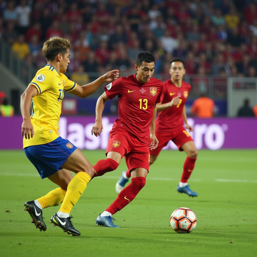 U21 Vietnam player scores a goal