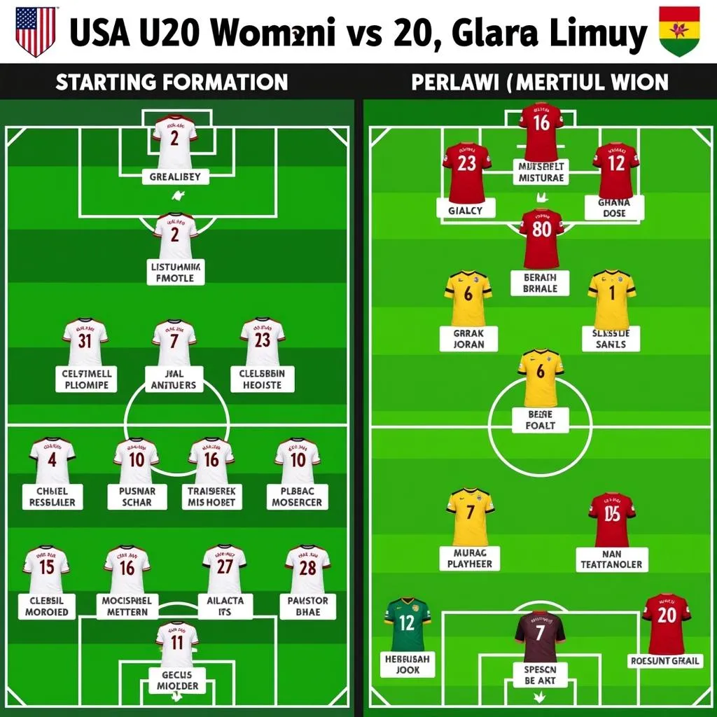 Đội hình USA U20 nữ và Ghana U20 nữ