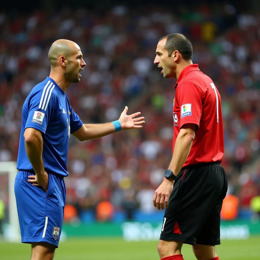 Zidane and Materazzi in a heated confrontation