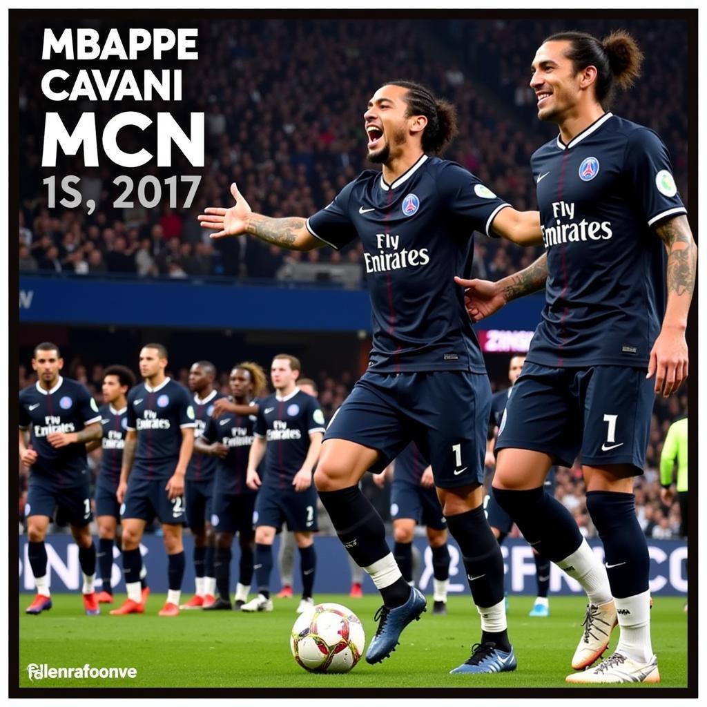 Mbappe và Cavani trong đội hình PSG 2017