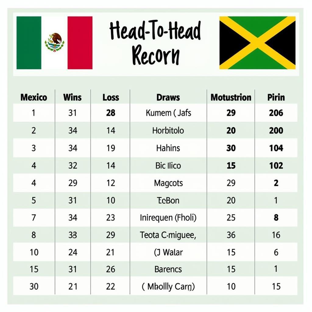 Lịch sử đối đầu Mexico vs Jamaica