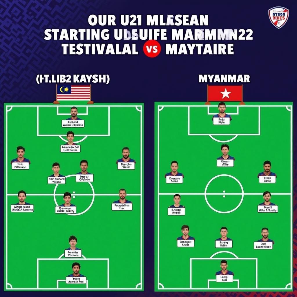 Đội hình ra sân dự kiến của U22 Malaysia và U22 Myanmar